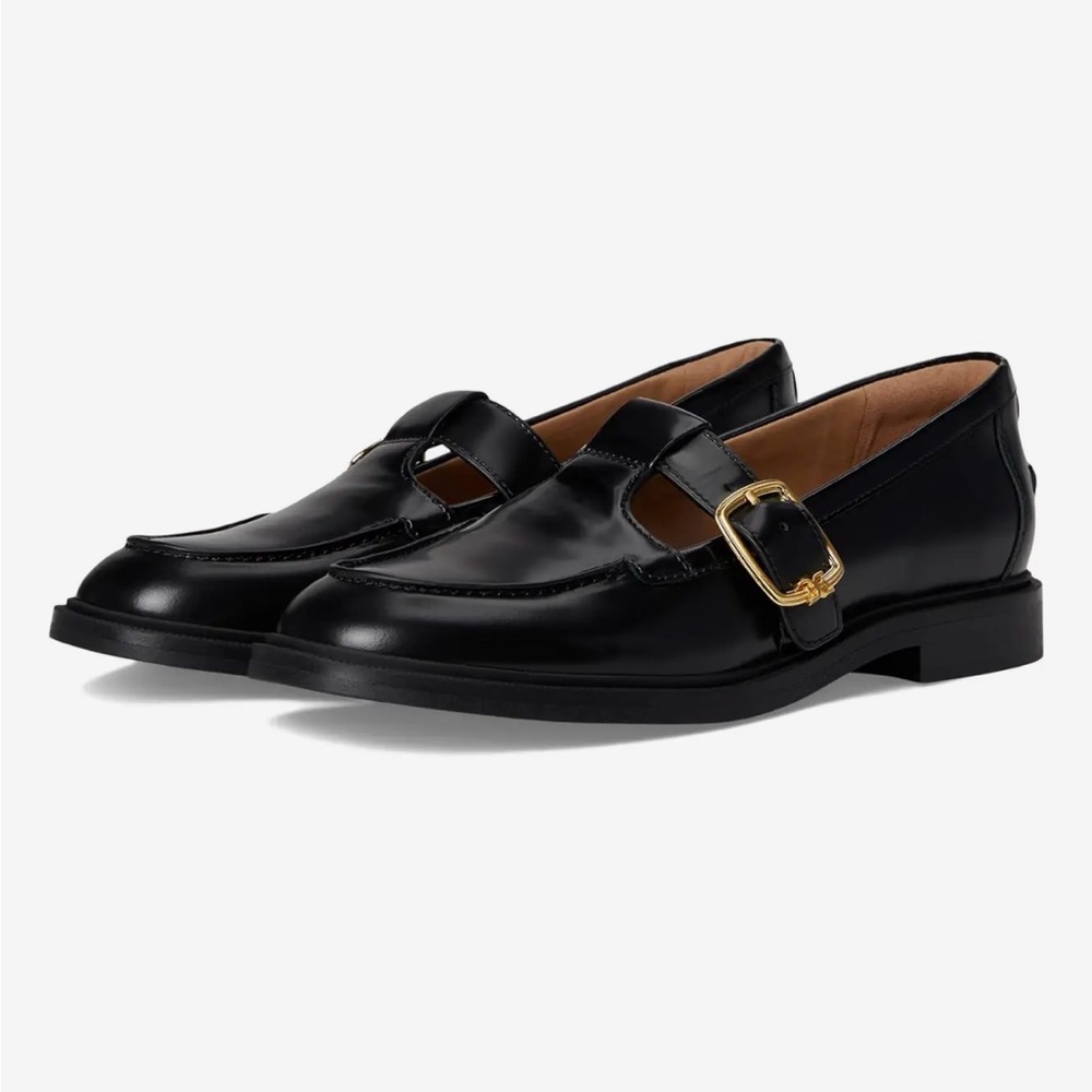 Sam Edelman Black Loafers with Gold Buckle